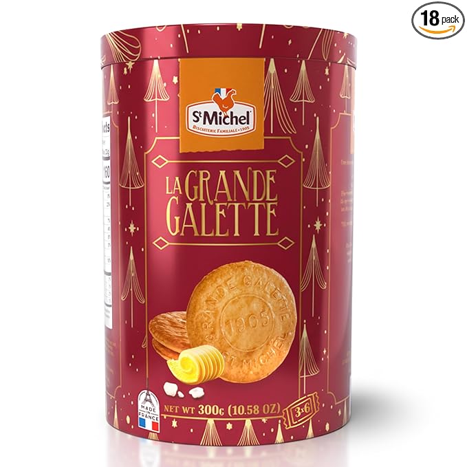 St Michel Christmas La Grandes Galette Butter Cookies Biscuits WIth Sea Salt Tin 300 gr