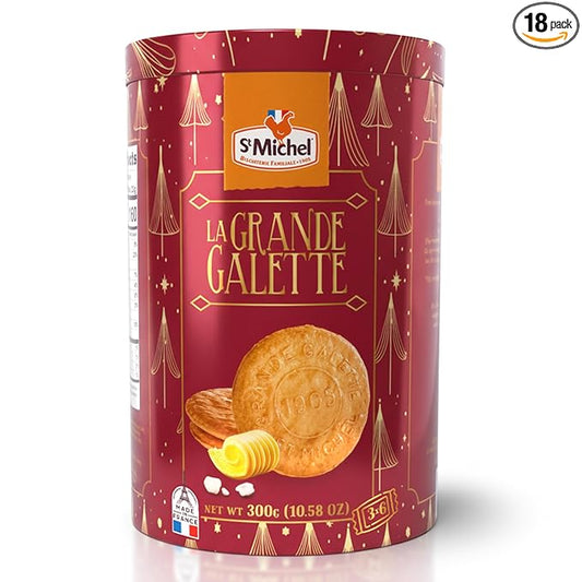 St Michel Christmas La Grandes Galette Butter Cookies Biscuits WIth Sea Salt Tin 300 gr