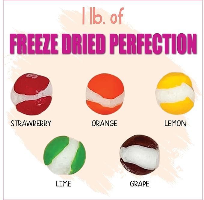 Fruit Crunch Original Freeze Dried Candy 1lb - Assortment of Strawberry, Orange, Lemon, Grape,and Lime Candy Freeze Dried Flavors, Freeze Dried Candies Large 16 oz 1 pount bag - Ideal Gift Snack 16oz