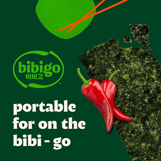 Bibigo Seaweed Crisps, Hot Chili, 0.14 Ounce (Pack of 1)
