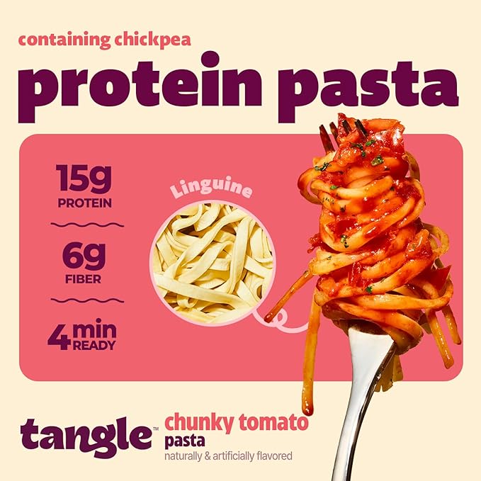 Samyang Tangle Chunky Tomato Pasta | Instant Pasta | Mukbang | 15g of Protein | Linguine | 6g of Fiber | Chick Pea based | Easy Prep | Convenient | 4 Pack