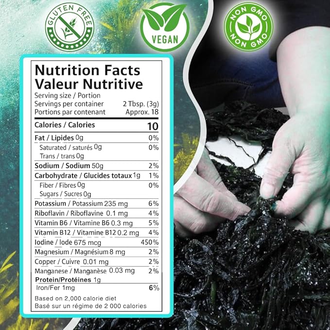 Ocean's Balance Organic Dulse Flakes — Atlantic Dulse Organic Flakes for Keto, Paleo Diet, Vegetarian & Vegan Diets — Dried Vegetable Gluten Free Products (4oz/Bag)