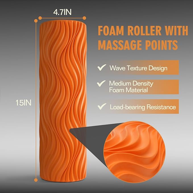 LTHTRADE Foam Roller, Trigger Point Foam Roller Massage Roller for Physical Therapy & Back Pain, Deep Tissue Massage Roller for Exercise, Pilates, Yoga (Orange)
