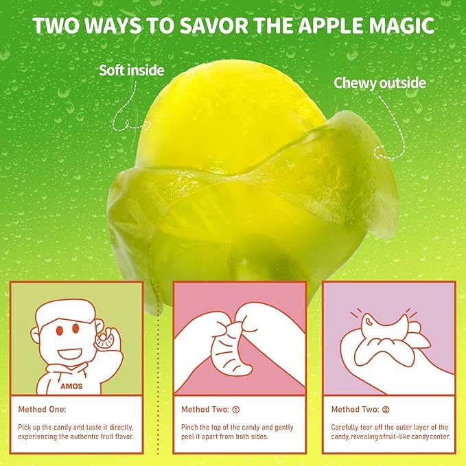 Amos Peelerz Gummy Candy Variety Pack – 6 Fruit Flavors (Mango, Banana, Lychee, Peach, Green Apple, Lemon) – Soft & Chewy Fruit Snacks with Real Juice – Fun Peelable Candy for Kids & Adults, 6 Bags