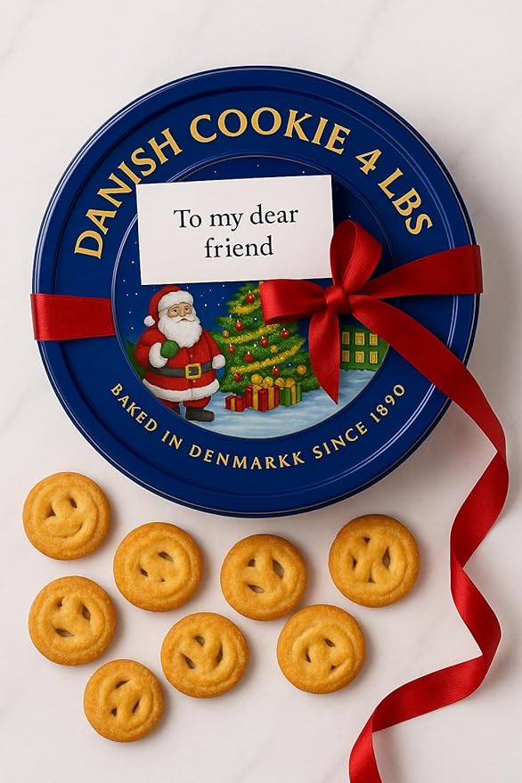 Premium Danish Butter Cookies Gift Box – Holiday Butter Cookie Tin with rich, buttery flavor and a crisp, melt-in-your-mouth texture. Christmas Ready Gift for Friends & Family, 64 ounces Festive Assortment