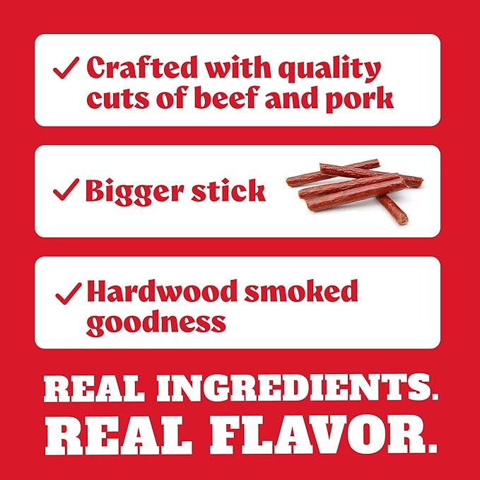 Old Wisconsin Yumbo Summer Sausage Snack Sticks, Ready to Eat, High Protein, Low Carb, Keto, Gluten Free, 20 Individually Wrapped 2oz Sticks, Original Flavor