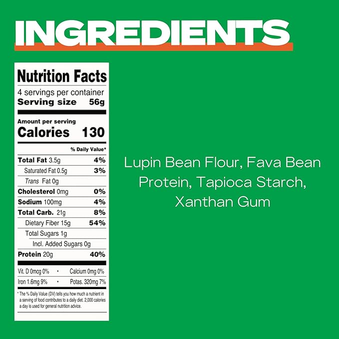 Kaizen Low Carb Keto Pasta Fusilli - High Protein (20g), Gluten-Free, Keto-Friendly (6g Net), Plant-Based Lupini Noodles made w/High Fiber Lupin Flour - 8 ounces (Pack of 3)