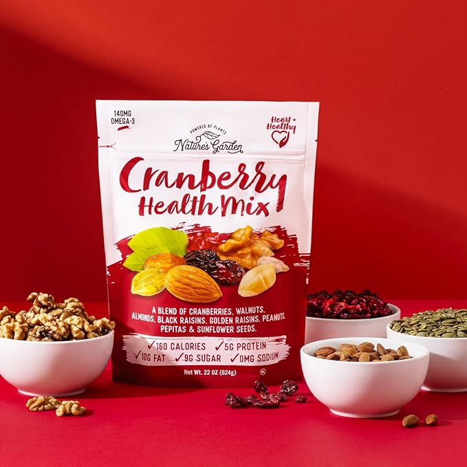 Nature's Garden Cranberry Health Mix – Power Up, Heart Healthy, Gluten Free, Antioxidant Rich, Cholesterol Free, Sodium Free, No Artificial Ingredients – 22 Oz Bag (Pack of 1)