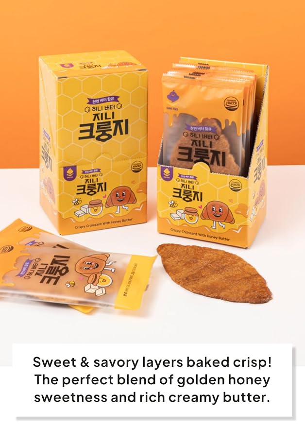 Korean Food Dessert Flat Croissant Snack Variety Pack (Original, Salt, Honey) | 30 Individually Wrapped Crispy Layered Pastry Chips (3 Boxes x 10 Packs)
