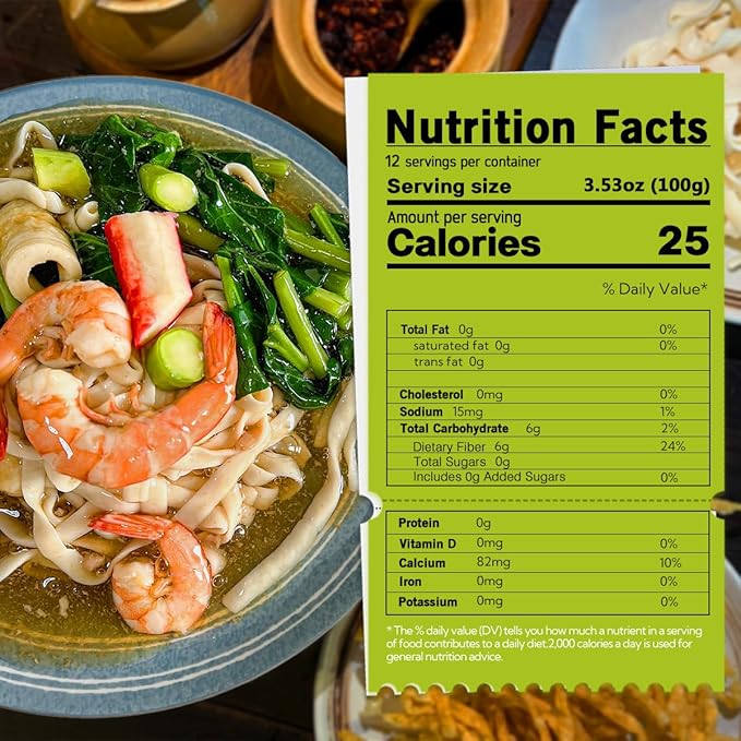 MOKI Wide Konjac Oat Fiber Noodles,Shirataki Thai Fettuccine,12 Pack Low-Calorie Shirataki Pasta, Keto & Paleo-Friendly, Gluten-Free, Vegan,Low-Carb,0-Fat, Oat Flavor from Thailand (42.36 oz,1200g)