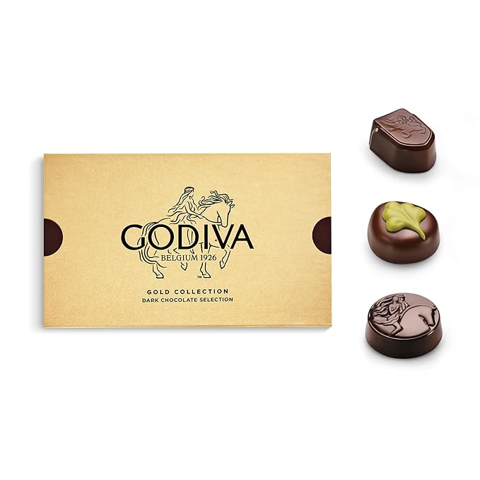 Godiva Gold Dark Chocolate Gift Box, Belgian Dark Chocolates with Pralinés, Ganaches & Caramels, Gourmet Gift for Birthdays, Holidays, Kosher, 15 Pc