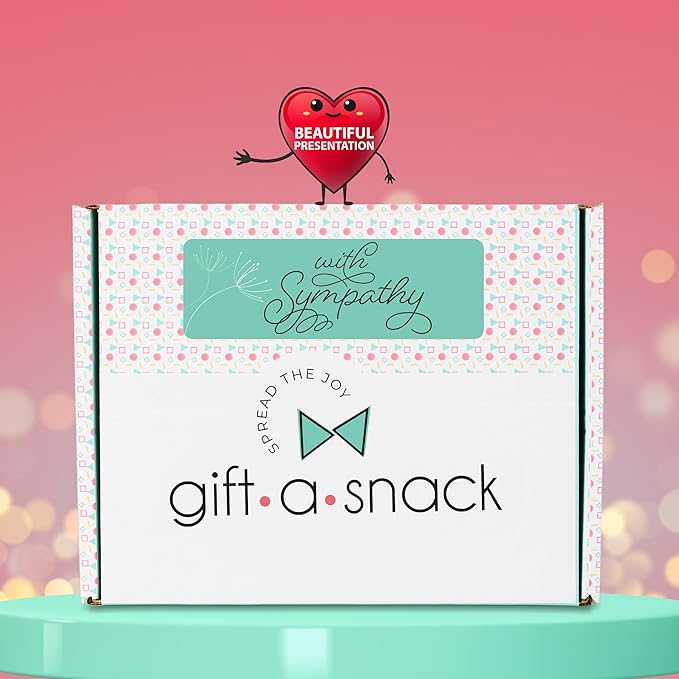 Gift A Snack - Sympathy Snack Box Care Package + Greeting Card (45 Count) Condolence for Loss of Loved One, Dog Pet Cat Memorial Sweet Treats Gift Basket - Office Food Assortments