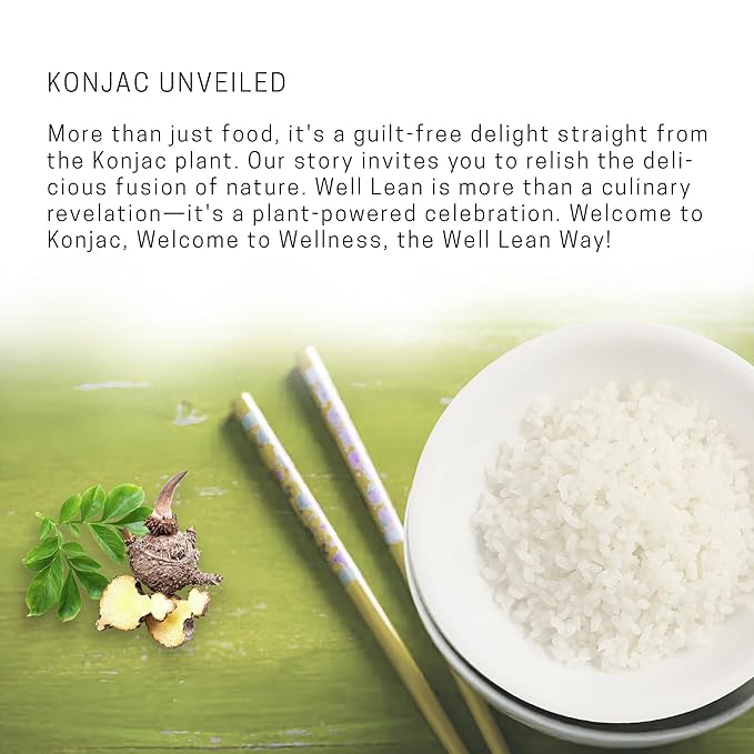 Well Lean USDA Organic Konjac Shirataki Rice - Low Carb, Keto Rice, 6 Pack (12 Servings) - Ideal for Keto, Paleo, and Low Carb Diets - Ready to Eat, Low Carb 2gm, Low 5 Cal