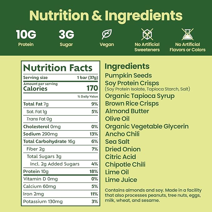Afar Savory Protein Bars – Low Sugar, High Protein – Healthy Snacks for Adults – Meal Replacement Bar – Rice Crispy Texture – Vegan, Gluten Free (8 Bars, Mexican Chili Lime)