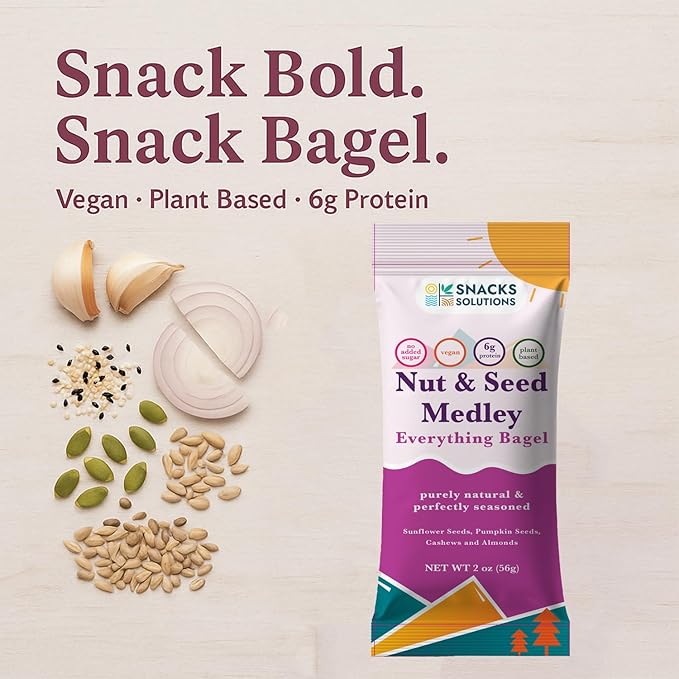 Snacks Solutions Nut and Seed Medley (2 oz - Pack of 8, Variety Pack) Natural and Perfectly Seasoned, Sunflower Seeds, Pumpkin seeds, Cashews and Almonds, Kosher and Gluten Free