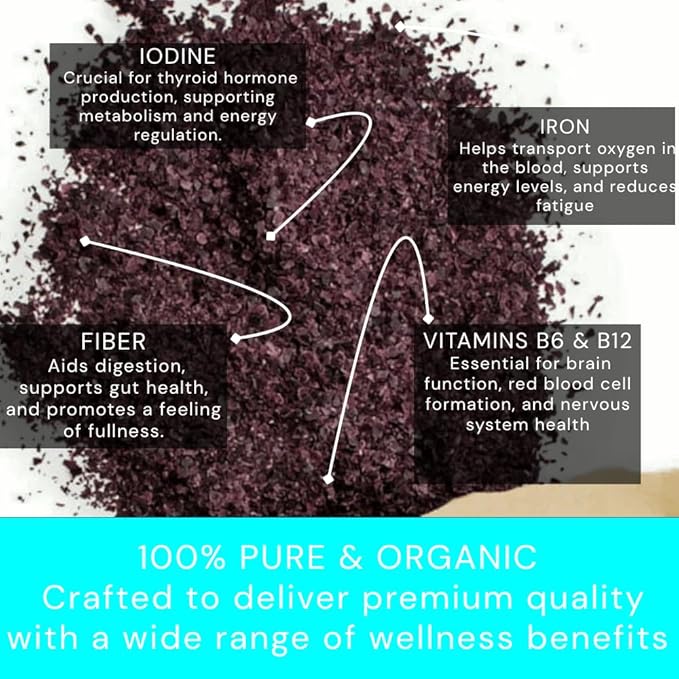 Ocean's Balance Dulse Granules – Iron & Minerals,Soup Topping Seaweed,Seaweed For Ramen,Salad & Snacks– Atlantic Dulse Flakes – Vegan, Gluten-Free, Paleo & Keto Friendly (8oz)