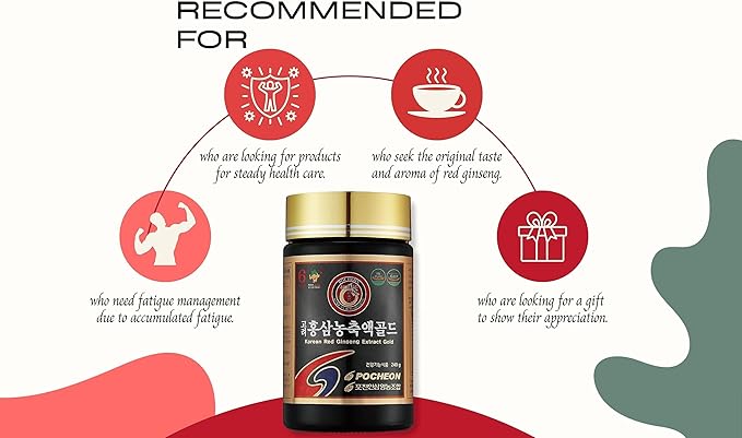 Pocheon 240g(8.5oz), 100% Pure Korean 6Years Root Panax Red Ginseng Extract Gold, TOP Ginsenoside, Saponin, Ginseng Herbal Supplement, Natural Immune Support