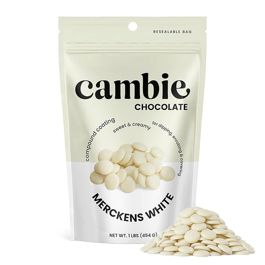 Merckens White Melting Chocolate - 1 Pound of Premium Quality White Candy Melts to make Dubai Chocolate Bar, Cake Pops, Cocoa Bombs, & Homemade Desserts