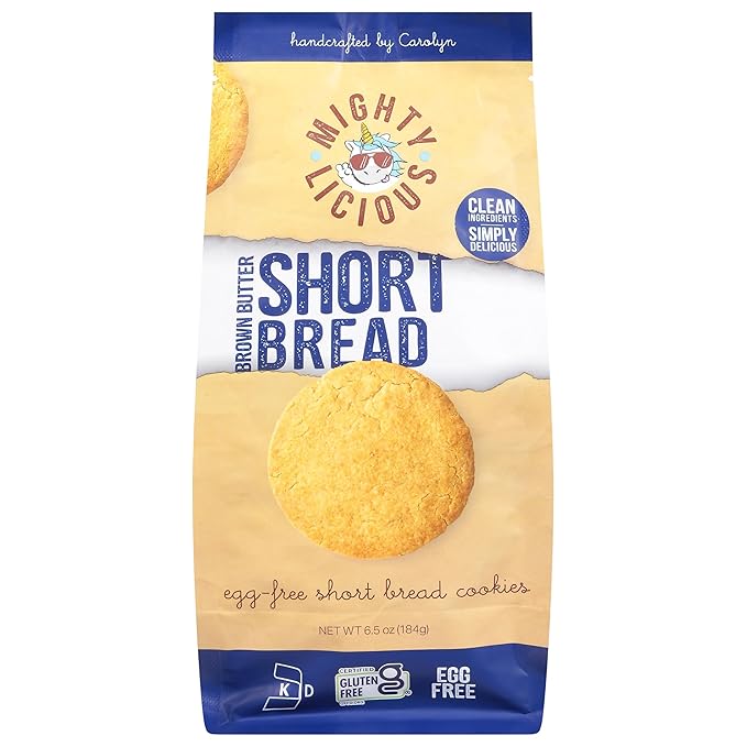 MIGHTYLICIOUS Brown Butter Short Bread Cookies – Gluten-Free, Allergen Friendly, Egg-Free, Kosher, Preservative-Free – Snack Option for a Guilt-Free Treat - 6.5 Oz (1 Pack)