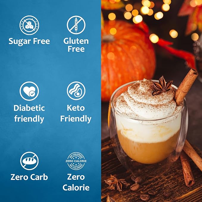 Syruvia Sugar Free Pumpkin Spice Coffee Syrup, Flavored Syrup for Drinks, Lattes, and Desserts – 25.4 fl oz