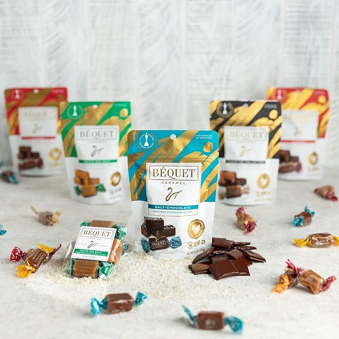 Béquet Caramel - Butterscotch Gourmet Candy - Candy Individually Wrapped - Made in Montana - Kosher (Star D) and Gluten Free - 8 Ounce Gift Bag