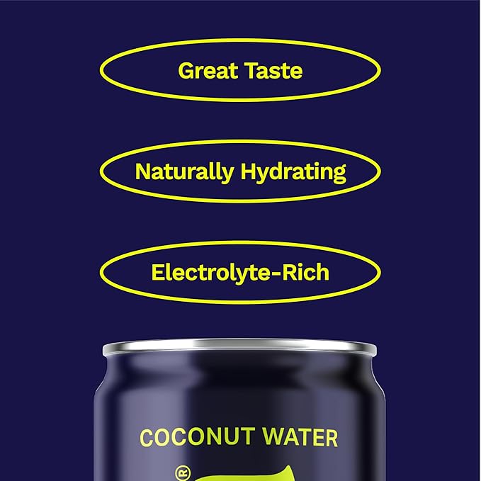 Coaqua Sparkling Coconut Water, 12 Pack, Natural Electrolytes for Hydration, Refreshing Sparkling Electrolyte Drink, Pure Coconut Water Not from Concentrate, Fat Free, 12 Fl Oz Cans