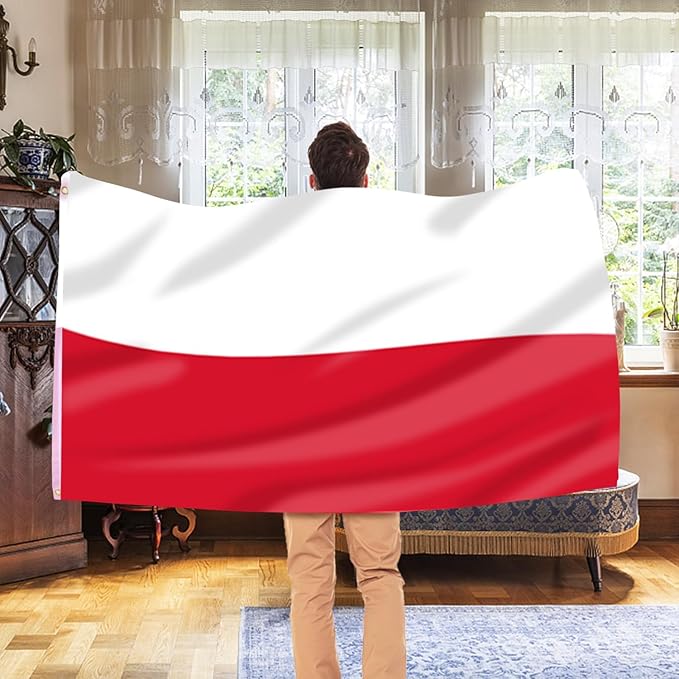 AhfuLife Polish Flag Poland Flag 3x5 Ft, Large Polish National Flags for Outside - Double Side with Brass Eyelets for Olympic Party Decorations, Bar Garden Street Decoration Indoor Outdoor