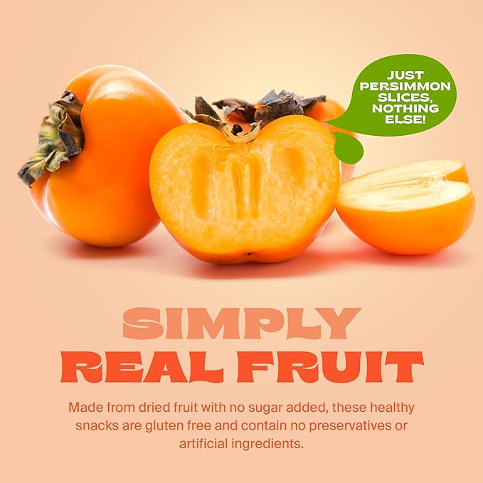 Whitney Jordan Naturals Air-Dried Persimmon Slices 16 Oz, Pack of 2 - Dried Fruit Snack Made from Real Persimmons - No Sugar Added, Gluten-Free, Vegan, Chewy Real Fruit for Clean Snacking