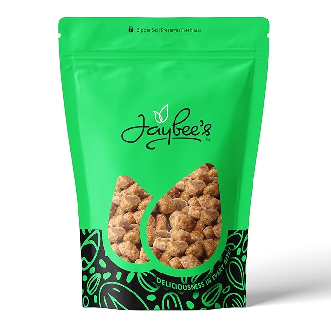 Jaybee’s Toffee Peanuts 48 oz (3 lb) Bulk Resealable Bag – Sweet Roasted Candied Coated Peanuts – Crunchy Snack for Parties, Baking, Holidays & Gift Baskets