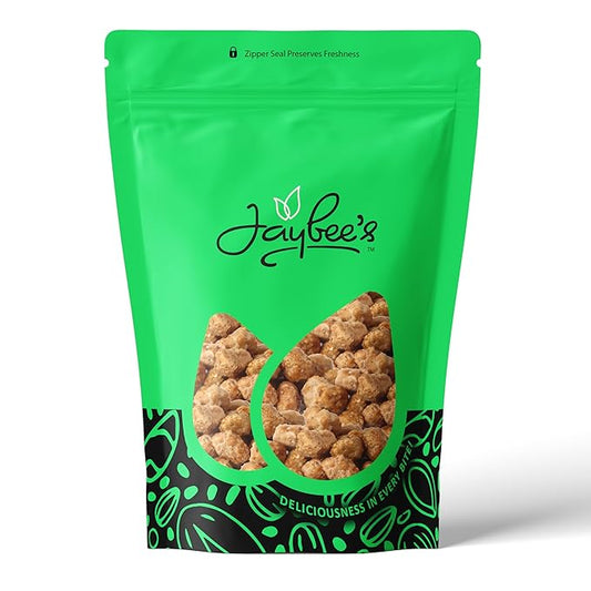 Jaybee’s Toffee Peanuts 48 oz (3 lb) Bulk Resealable Bag – Sweet Roasted Candied Coated Peanuts – Crunchy Snack for Parties, Baking, Holidays & Gift Baskets