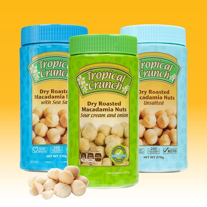 Tropical Crunch Salted Macadamia – Oven-Baked Natural Snack, Gluten-Free, Keto-Friendly, Non-GMO, 1oz