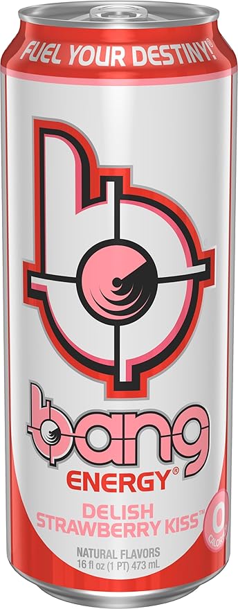 Bang Energy Delish Strawberry Kiss, Sugar-Free Energy Drink, 16 Fl Oz | Pack of 12