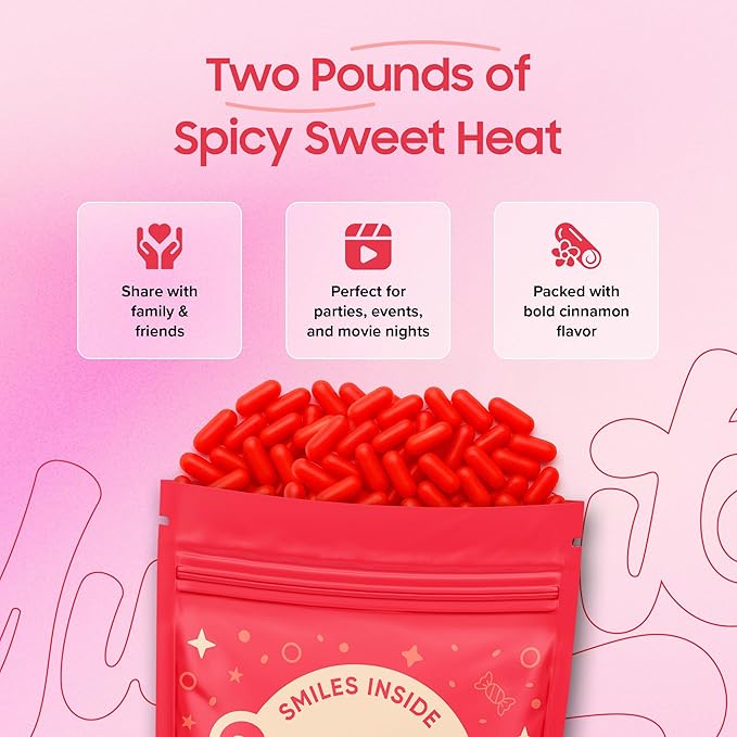 Hot Tamales Fierce Cinnamon Candy 2 lbs | Sweet and Spicy Candy Bulk | Big Bag of Fire Red Hot Candies | Chewy Treats for Theater, Vending Machines, Goodie Bags & Party Favors