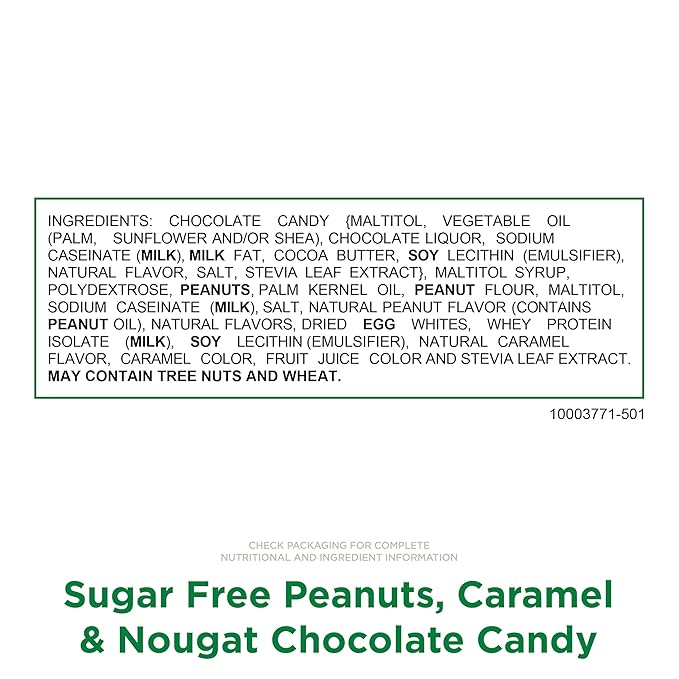 RUSSELL STOVER Sugar Free Peanut, Caramel & Nougat Chocolate Candy, 2.4 oz. bag (Pack of 10)