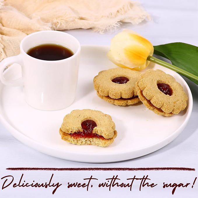 Sugar Free Cookies for Diabetics [10 Count] Strawberry Filled Linzer Cookies | Low Carb Snacks for Adults | Kosher, Dairy Free, Nut Free | Stern’s Bakery