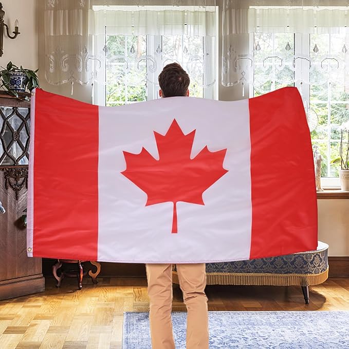 AhfuLife 2 Pcs Canada Flag 3 x 5 Ft, Large Canadian Flags for Outside - Double Side with Brass Eyelets for Olympic Party Decorations, Bar Garden Street Decoration Indoor Outdoor