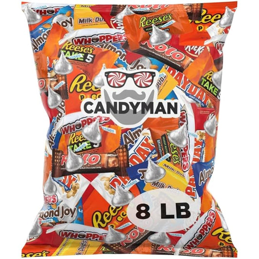 CANDYMAN 8 Pound Gift Box Mix of Chocolate, Individually Wrapped Assorted Bulk Candy Chocolates Variety Pack, Perfect for Holiday Candies, Valentine's Day