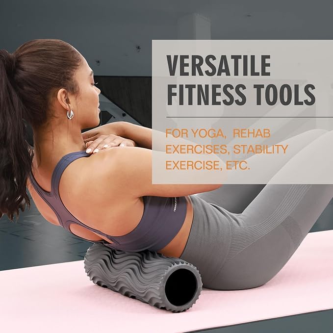 LTHTRADE Foam Roller, Deep Tissue Massage Muscle Roller Back Roller Foam with Wave Texture - Back Pain Relief & Physical Therapy, Fitness Foam Roller for Pilates, Yoga (Grey)