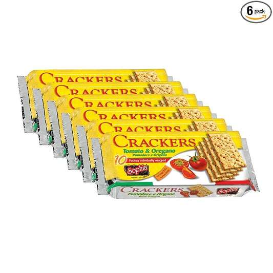 Sophia Cracker Italian Tomato Basil 8.8oz (6-pack) | Tomato Basil Crackers for Cheese Platters & Bruschetta | Vegan Low Calorie Snack Foods | Fancy Wheat Crackers | Healthy Pantry Staple