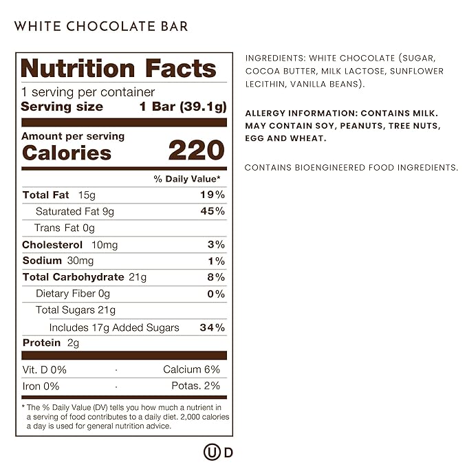 Ethel M Chocolates Premium White Chocolate Bars, Individually Wrapped Chocolate Candy Bars, for Gifting, Holidays & Everyday Indulgence (24 Pieces)
