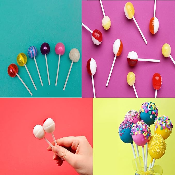4 Inch White Lollipop Sticks, Lollipop Treat Sticks, for Homemade Candy, Cookies, Dessert, 200 Pcs