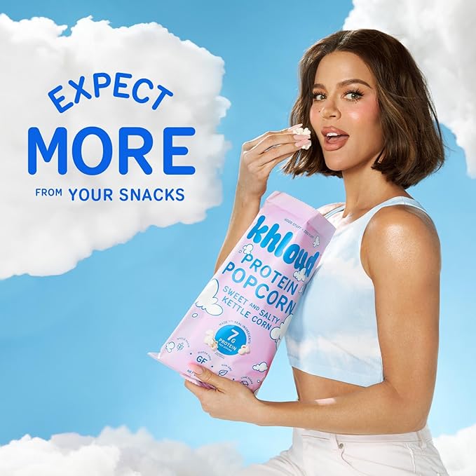 Khloud Protein Popcorn - Sweet & Salty Kettle Corn - 7g Protein Snacks for Adults & Kids - Flavored Popcorn Made with Real Ingredients & Milk Protein Isolate - Non-GMO, Gluten-Free, Kosher - 5oz, 4pk