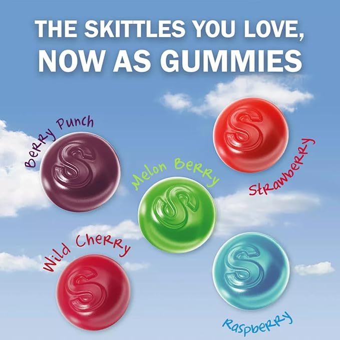 ASSORTIT X Skittles Collab Gummies Wild Berry Fun Size 1.5 LB Bulk Bag With 25+ Packs Individually Wrapped Fruity Chewy Gummy Candy
