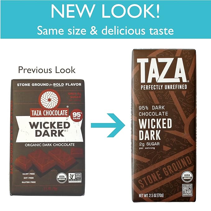Taza Chocolate Organic Amaze Bar 80% Stone Ground, Cacao Crunch, 2.5 Ounce (10 Count), Vegan