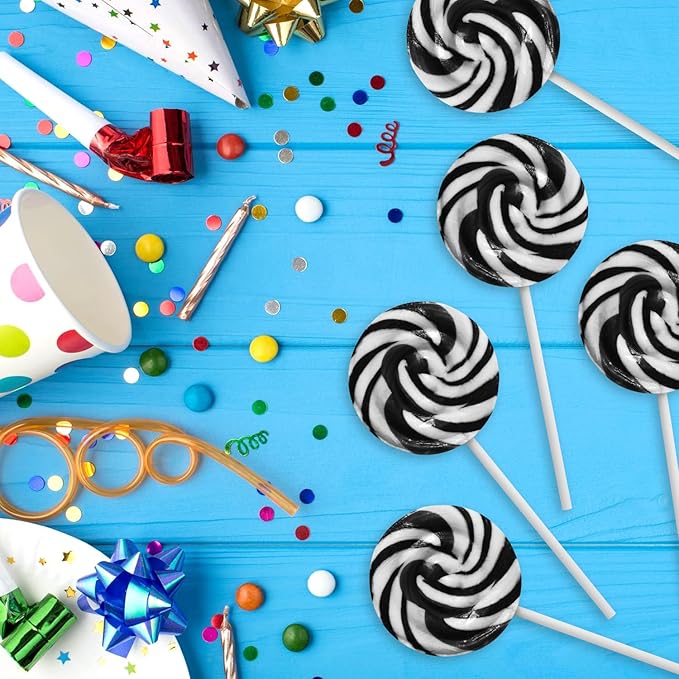 Black and White Swirl Lollipops,50pcs Pack of Suckers Individually Wrapped, Ideal Candy Lollipops for Kids’ Parties, Gift Bags and Celebration Decorations, Tasty Lollipop Candy that Everyone Will Love