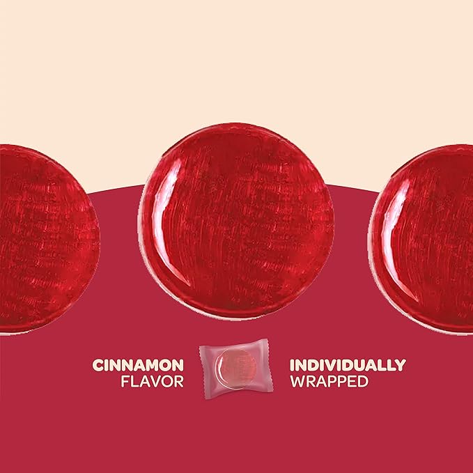 Sugar-Free Cinnamon Discs Hard Candy - 1 Pound Pack (About 80 Count) - Individually Wrapped