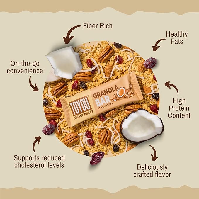 ToYou Gluten Free Chewy Fruit and Nut Bars - Healthy Protein Snacks | Granola Bar - 1.41 Ounce (Pack of 12) | Soft Chewy, Vegan, Fiber-Packed Granola Bars for Adults and Kids, Made with Natural Ingredients
