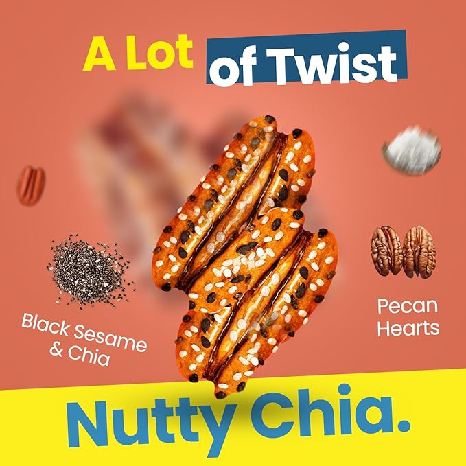 Yomms Nutty Chia Glazed Whole Pecan Halves, 3.9 oz (3 Pack), Gluten-Free & Non-GMO Healthy Dessert Snacks – Low Sugar Chia Seed & Crunchy Candied Nut Pouches – Gourmet Roasted Snacking Pecans – 1.3oz Individual Bags