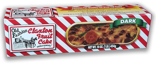 Old Fashion Claxton Fruit Cake - 1 Lb. Dark Recipe - Wrapped for Freshness in our Signature Claxton Carton