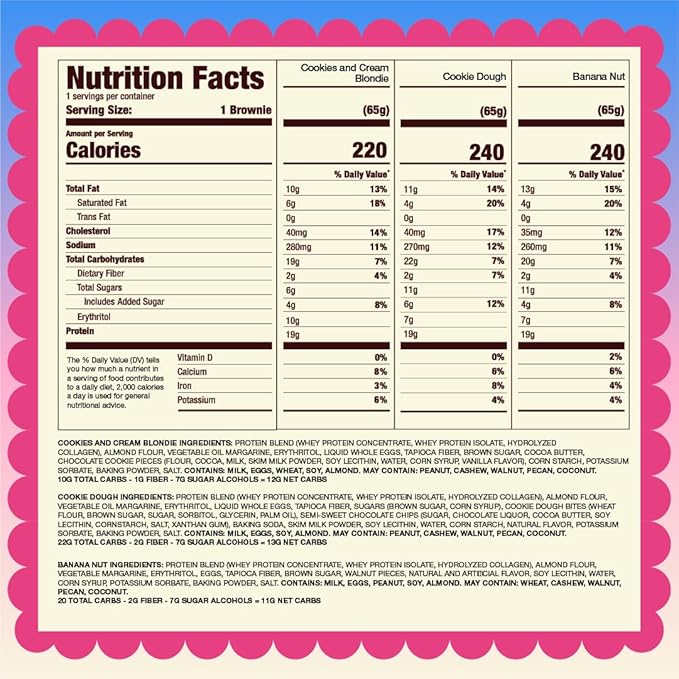 Prime Bites High Protein Brownie (12 Per Box, Variety Pack) - 19g of Protein, 5g of Collagen, Gluten Free, Low Sugar Treat, Delicious Protein Snack